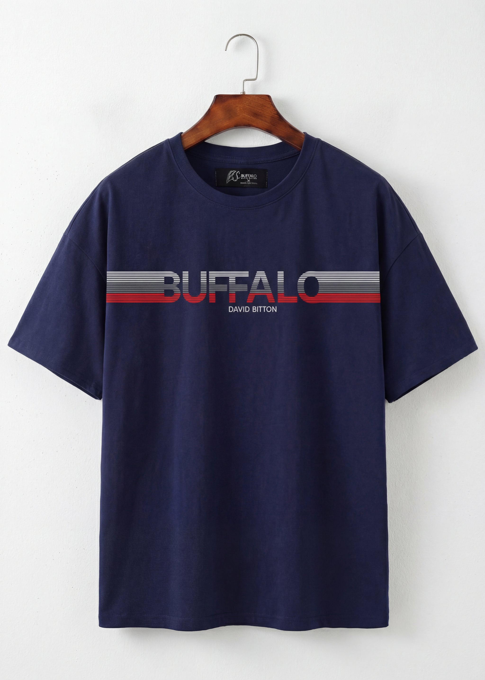 Navy Stripe Logo Graphic T-Shirt