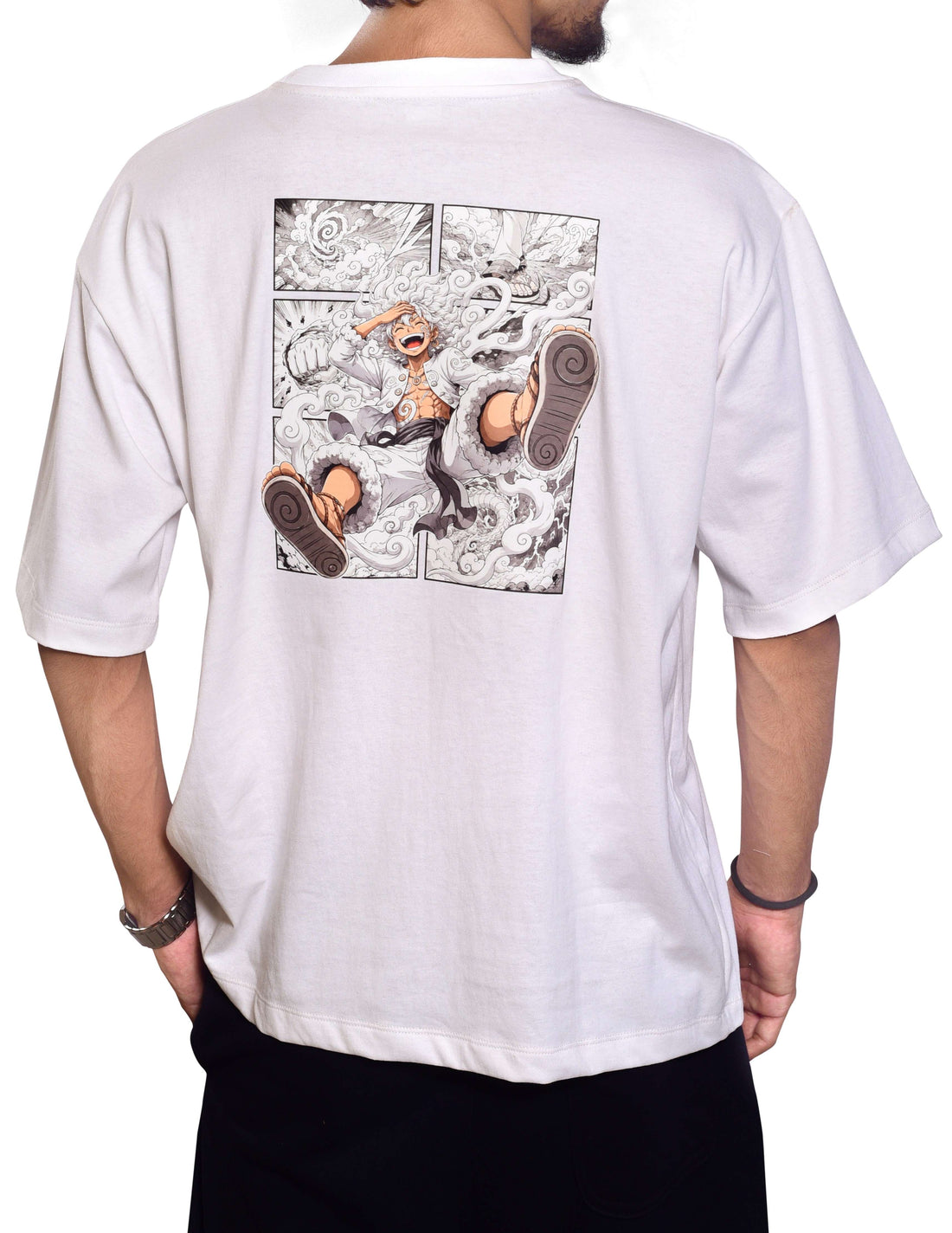 Oversized Drop Shoulder T-Shirt DTF Graphics (White) | Gear 5
