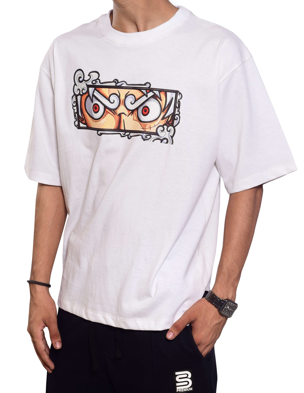 Oversized Drop Shoulder T-Shirt DTF Graphics (White) | Gear 5