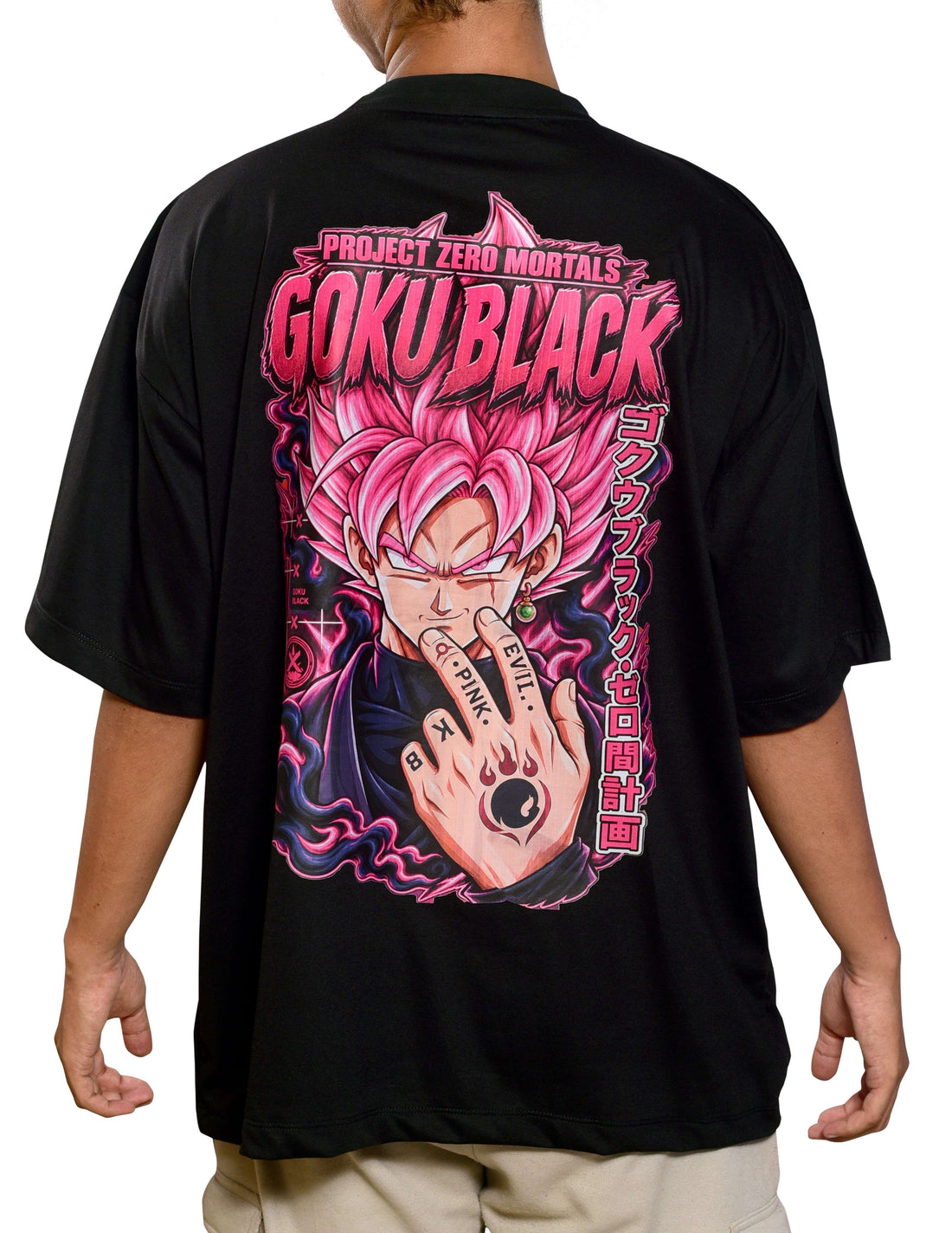 Oversized Drop Shoulder T-Shirt DTF Graphics (Black) | Goku