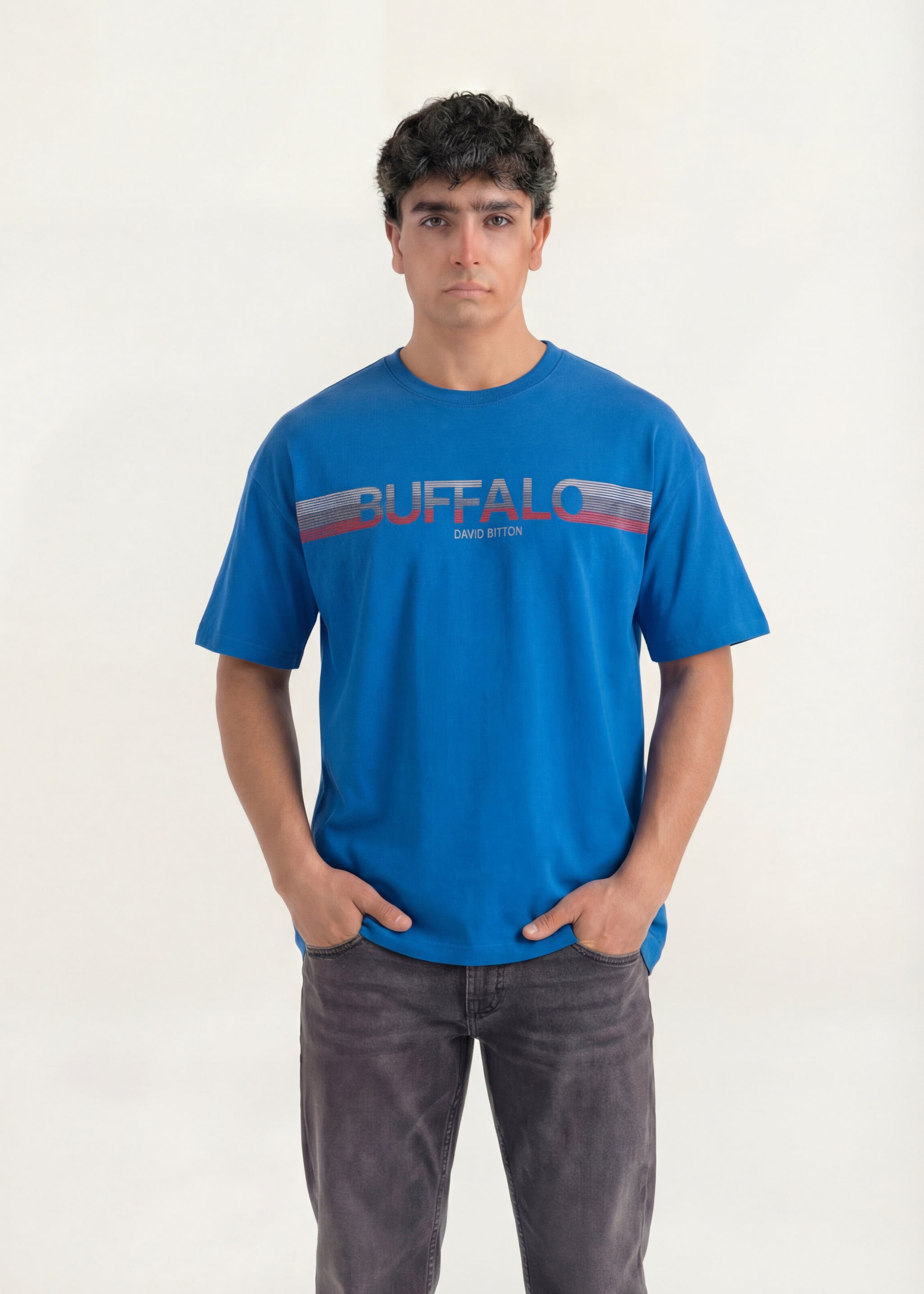 Royal Blue Stripe Logo Graphic T-Shirt
