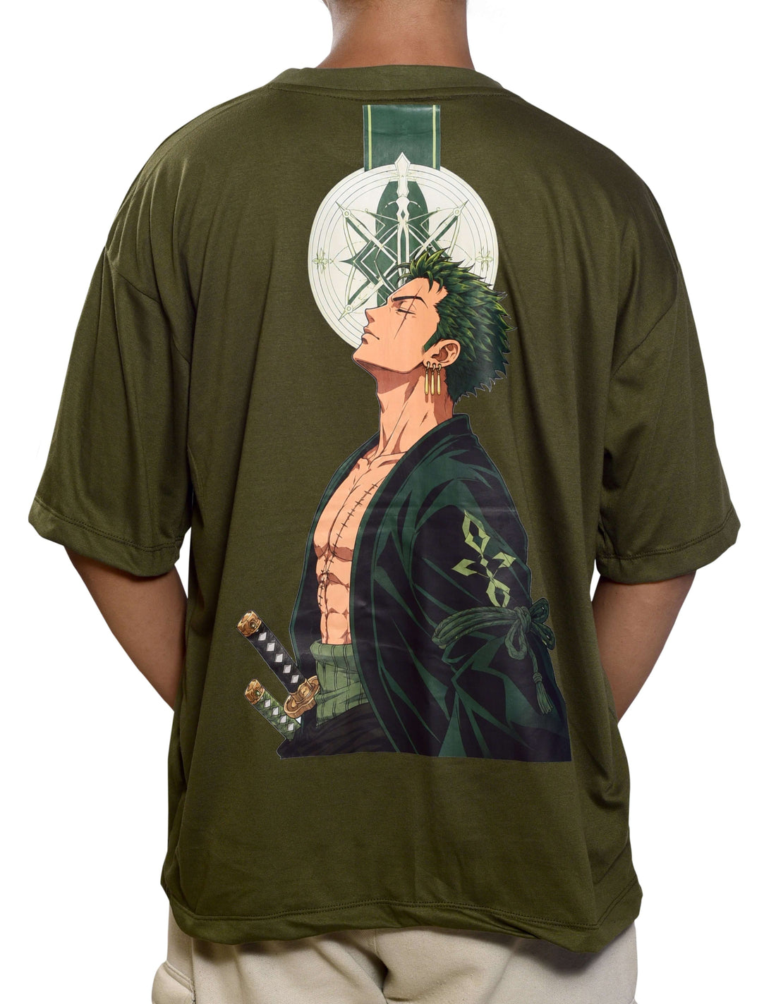 Oversized Drop Shoulder T-Shirt DTF Graphics (Olive Green) | Zoro