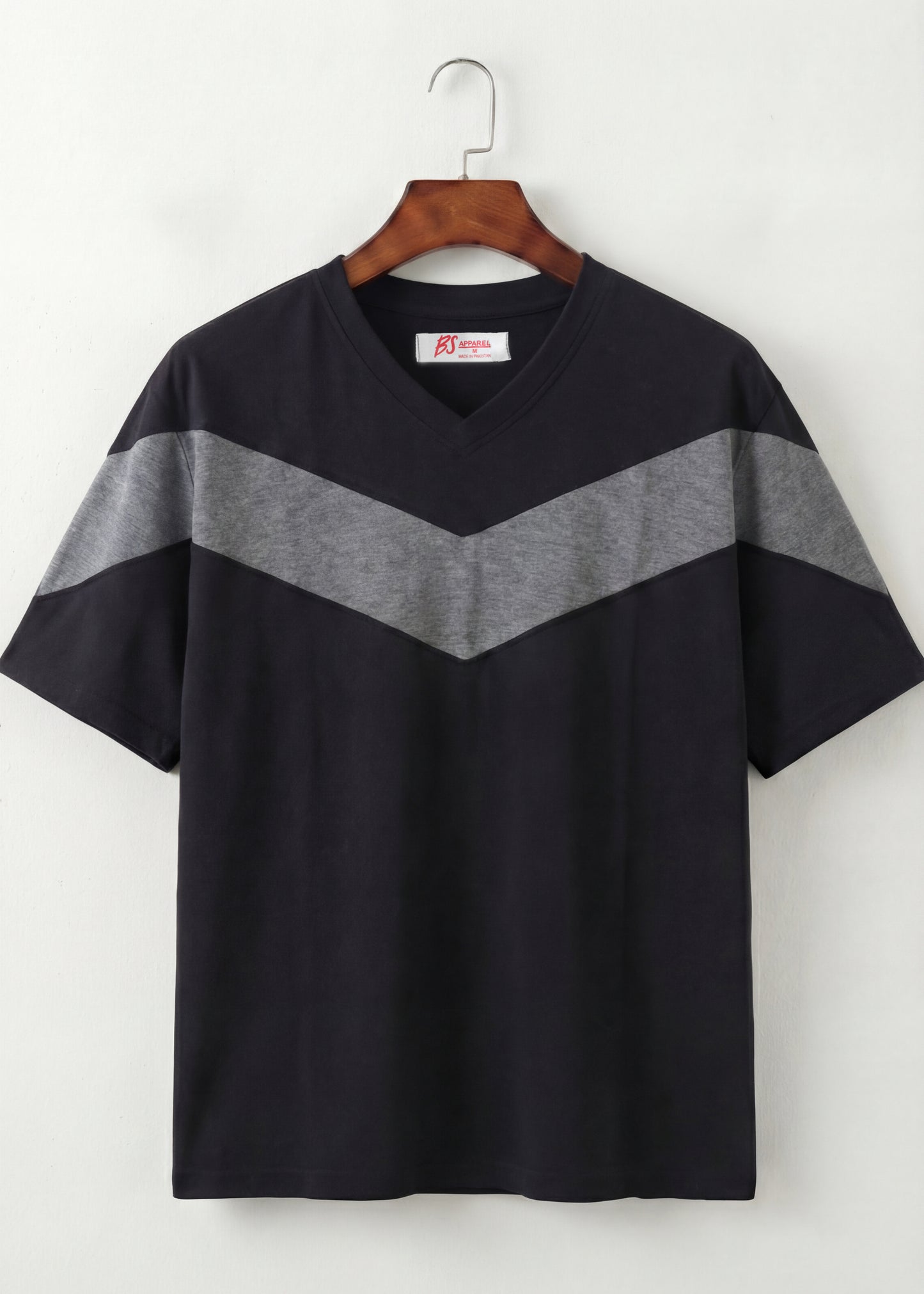 Black & Grey Chevron V-Neck T-Shirt