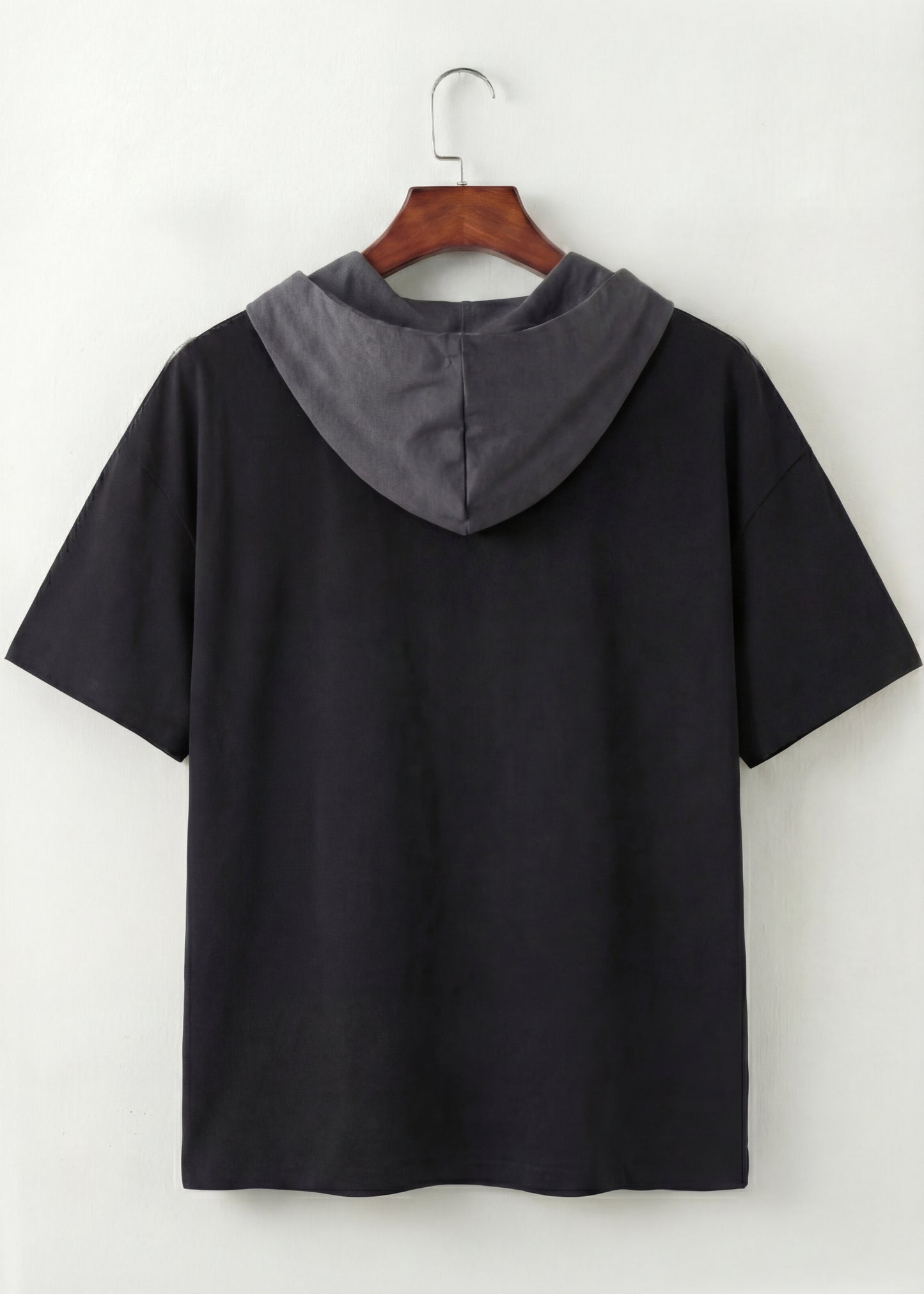 Dual-Tone Hooded Short Sleeve T-Shirt