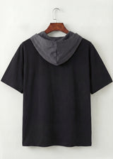Dual-Tone Hooded Short Sleeve T-Shirt