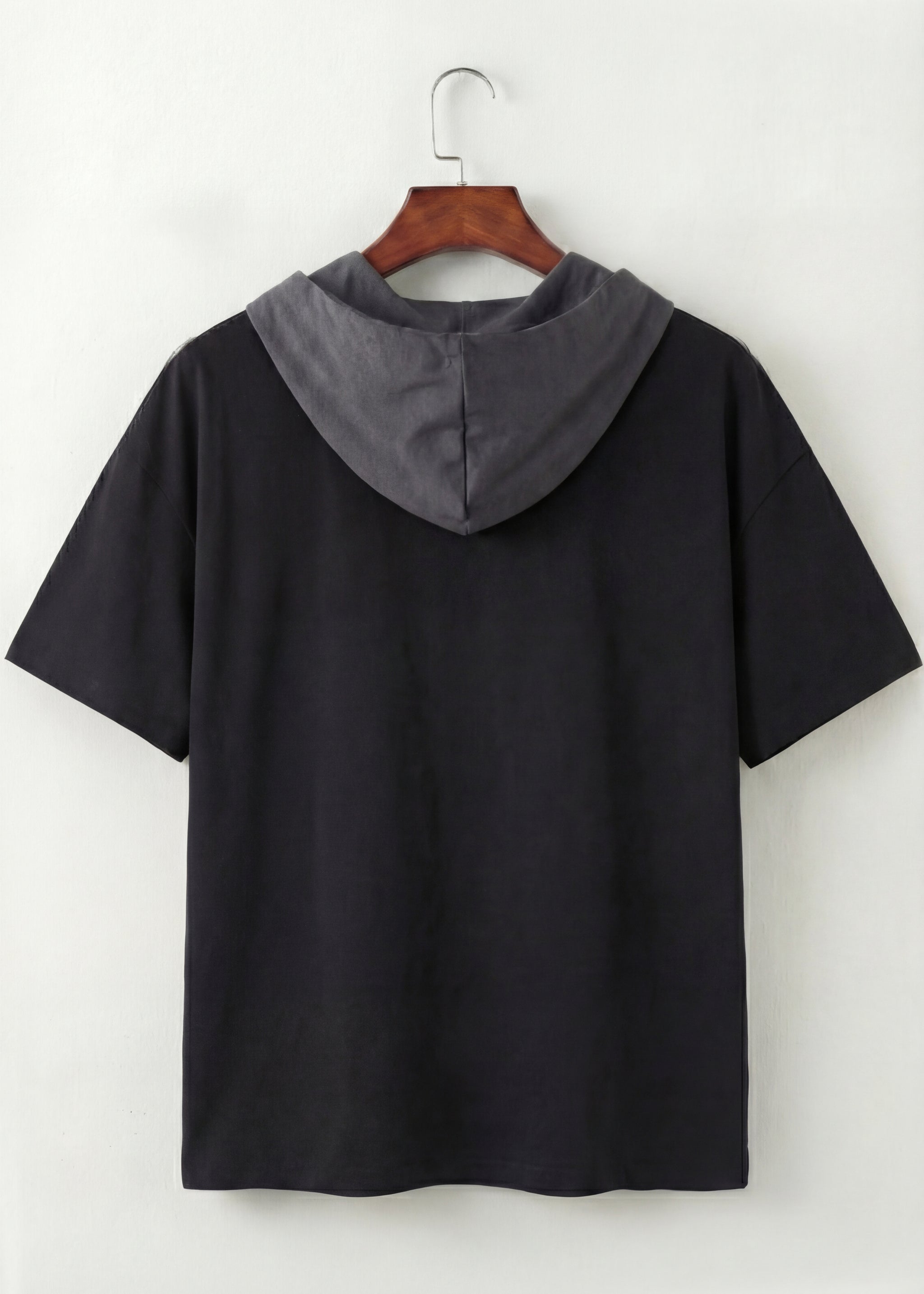 Dual-Tone Hooded Short Sleeve T-Shirt