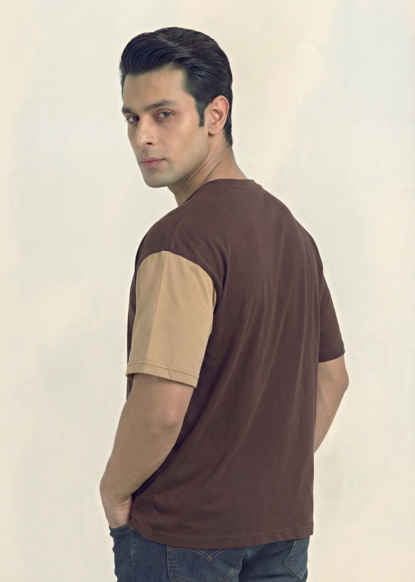 Mocha Split Panel T-Shirt