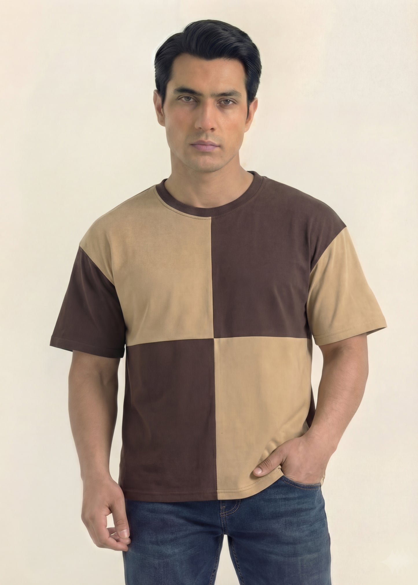 Mocha Split Panel T-Shirt