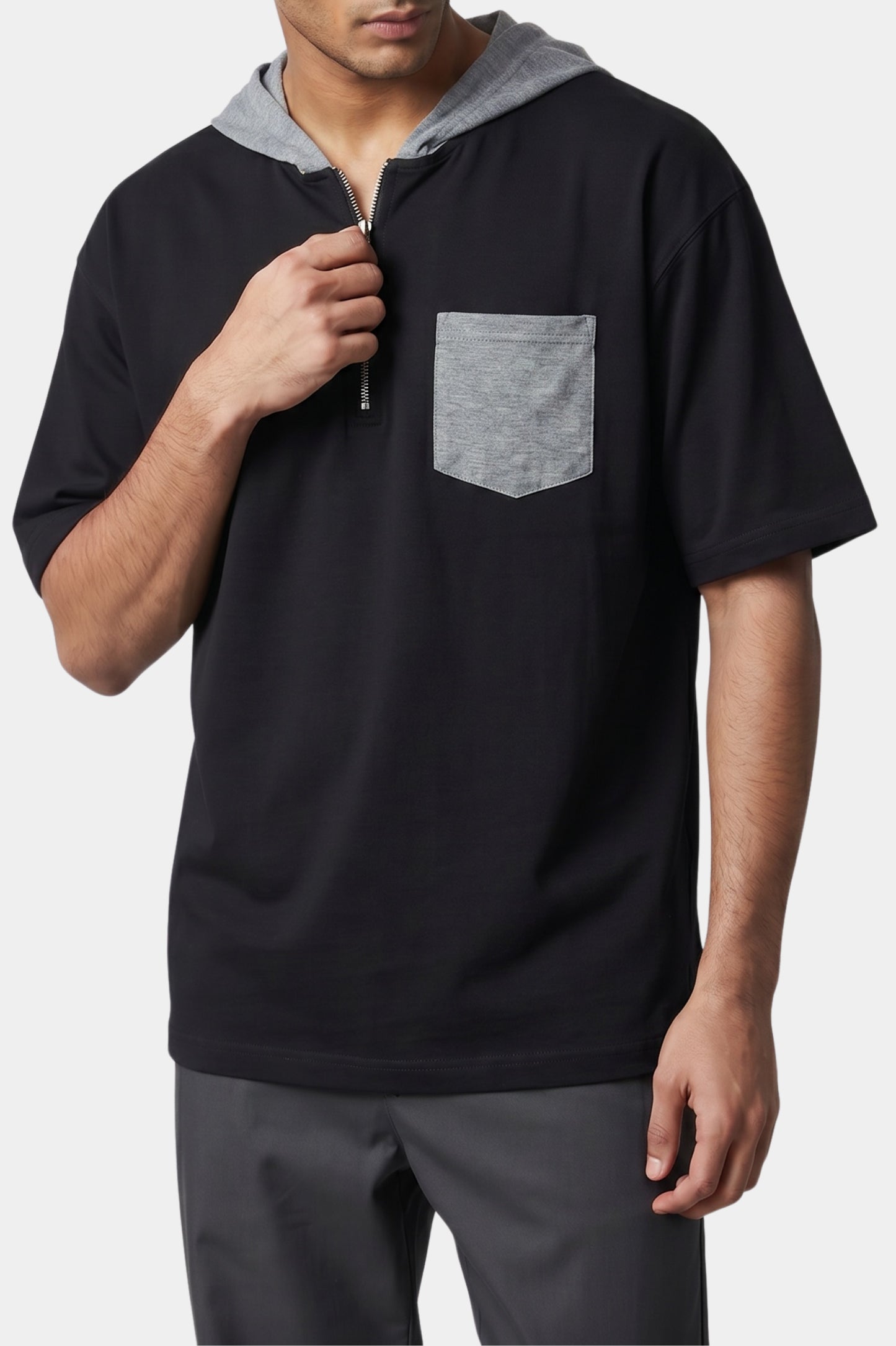 Noir Drift Hooded Tee (Grey)