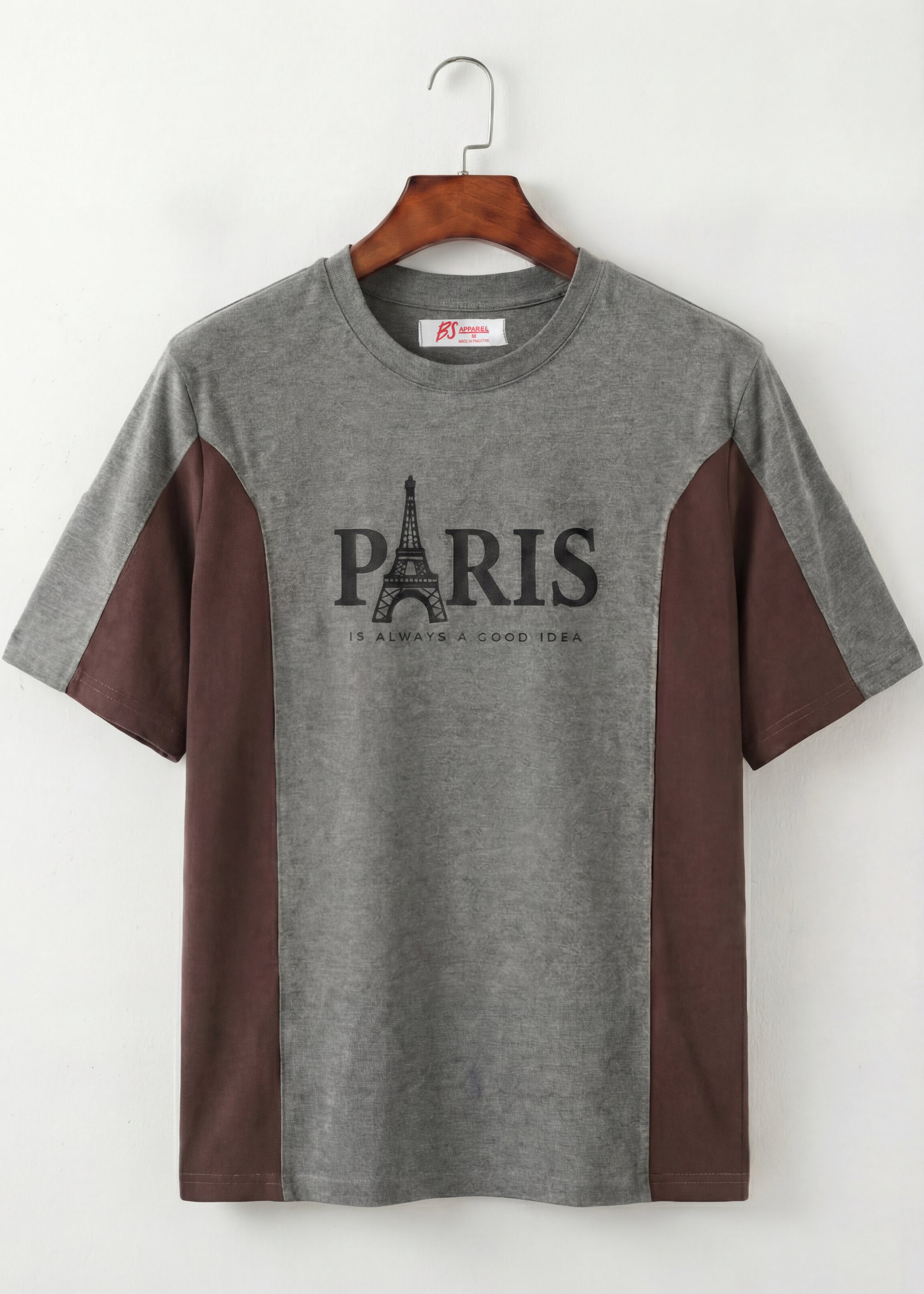 Paris Graphic Panel Tee (Grey & Brown)