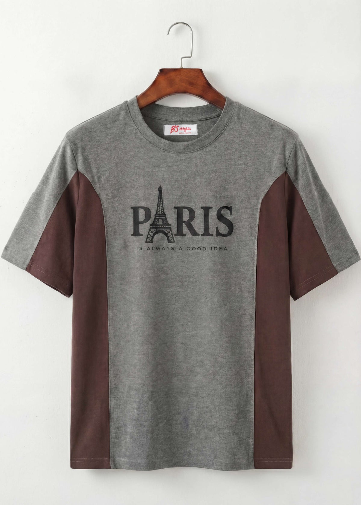Graphic Panel T-Shirt - Paris | Gray & Brown