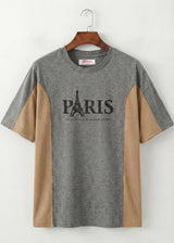 Paris Statement Panel Tee (Grey & Sand)