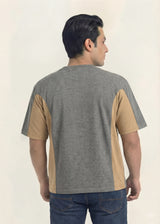Paris Statement Panel Tee (Grey & Sand)