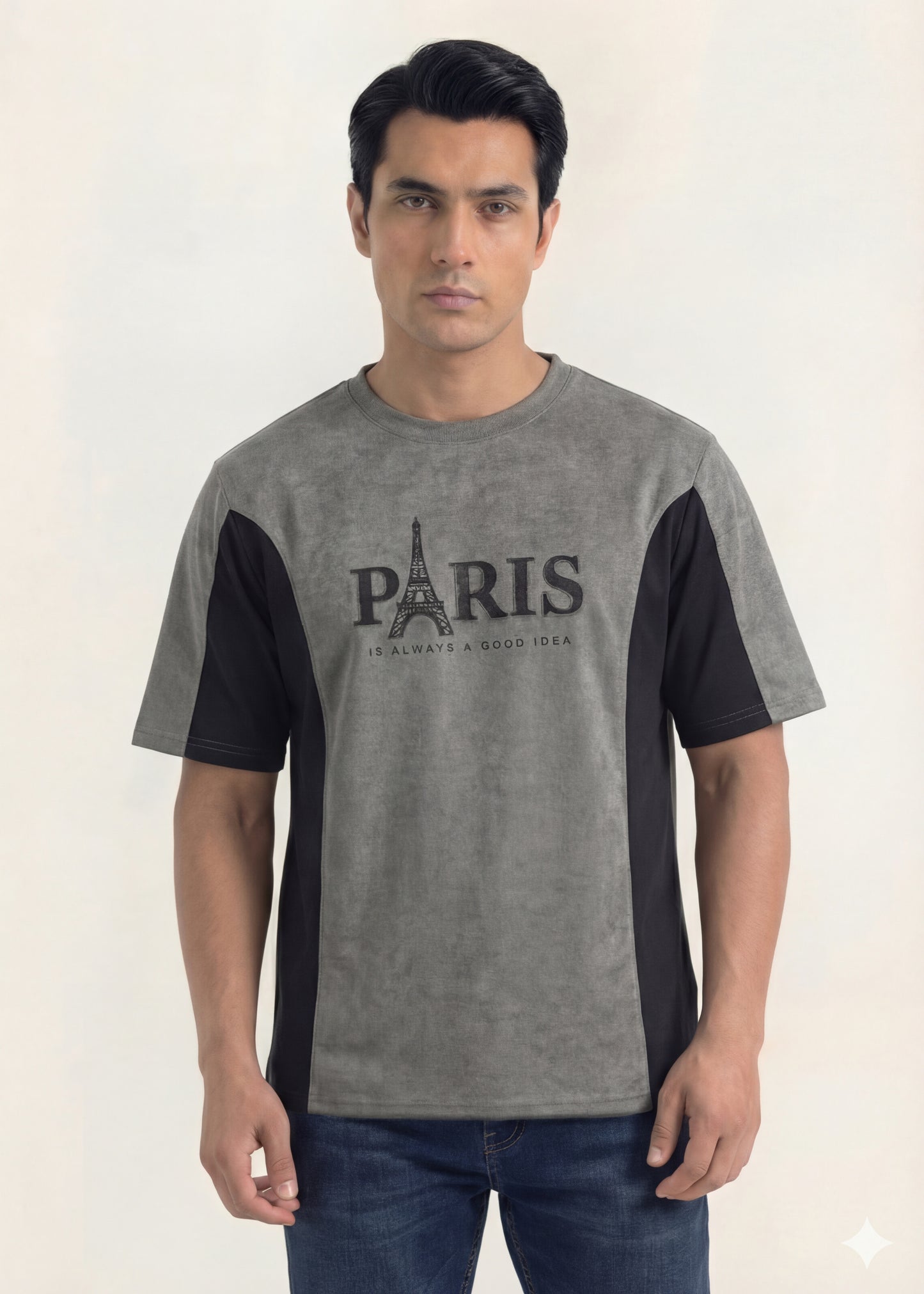 Paris Graphic Panel Tee (Grey & Black)