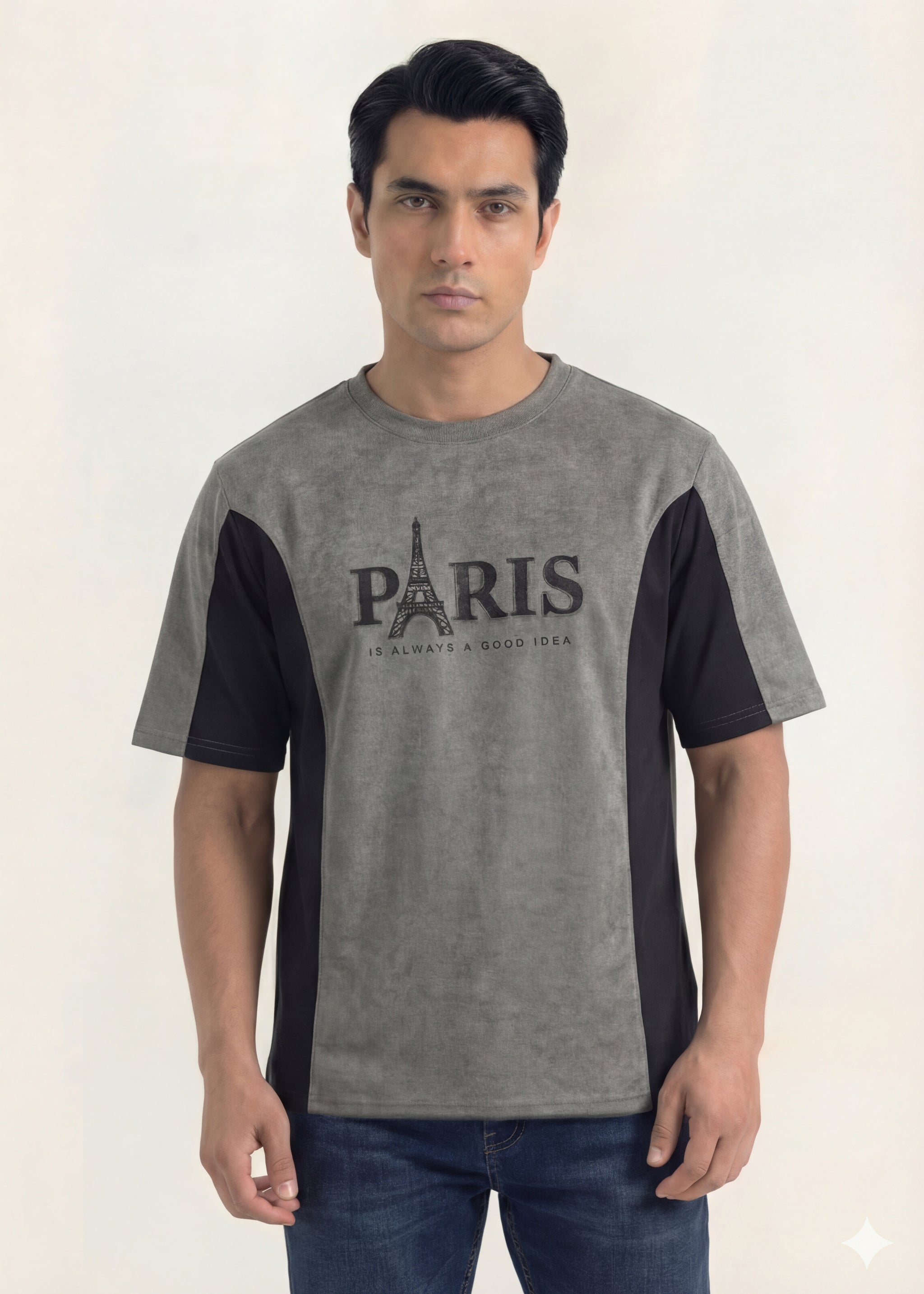 Paris Graphic Panel Tee (Grey & Black)