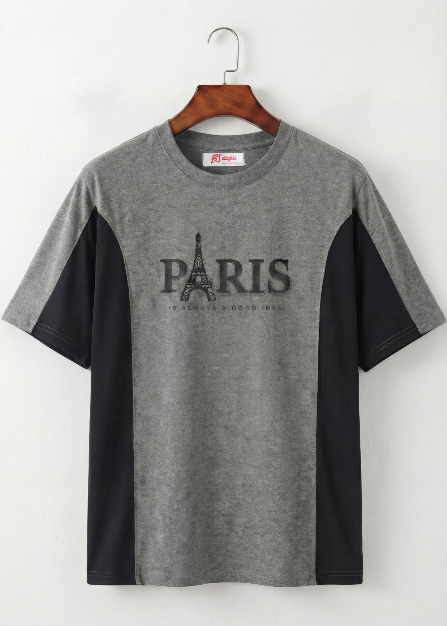 Paris Graphic Panel Tee (Grey & Black)