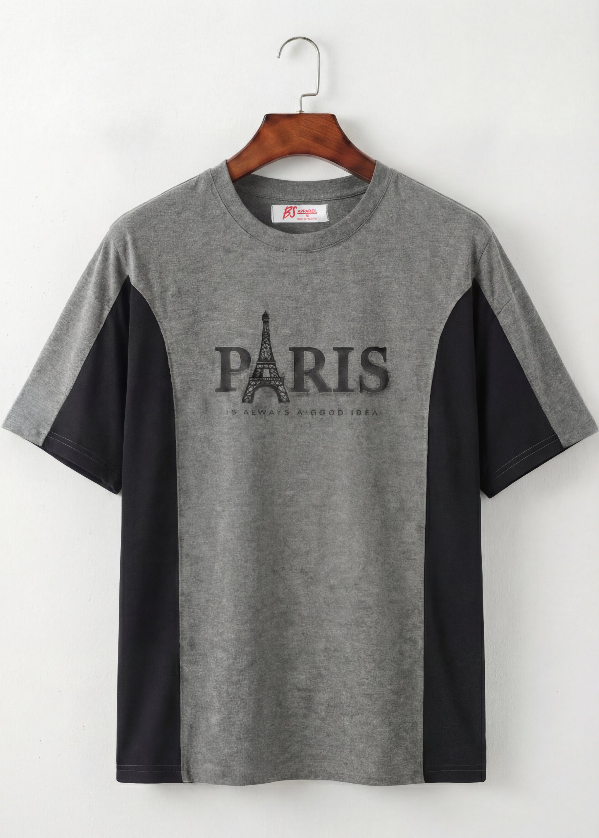 Paris Graphic Panel Tee (Grey & Black)