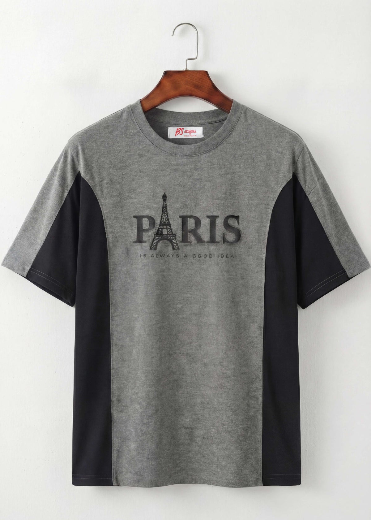 Graphic Panel T-Shirt - Paris | Gray & Black