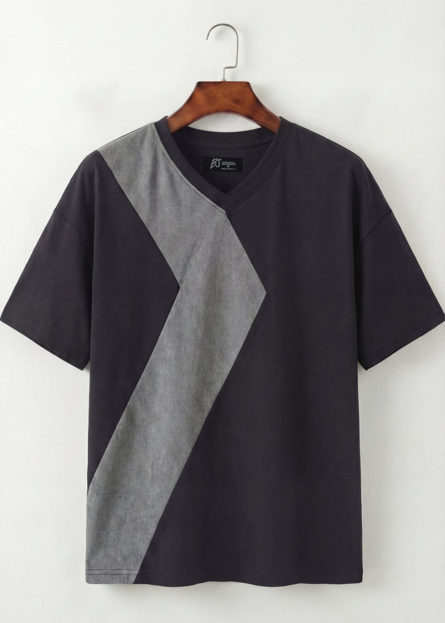 Midnight Contrast Panel V-Neck T-Shirt