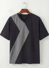 Midnight Contrast Panel V-Neck T-Shirt