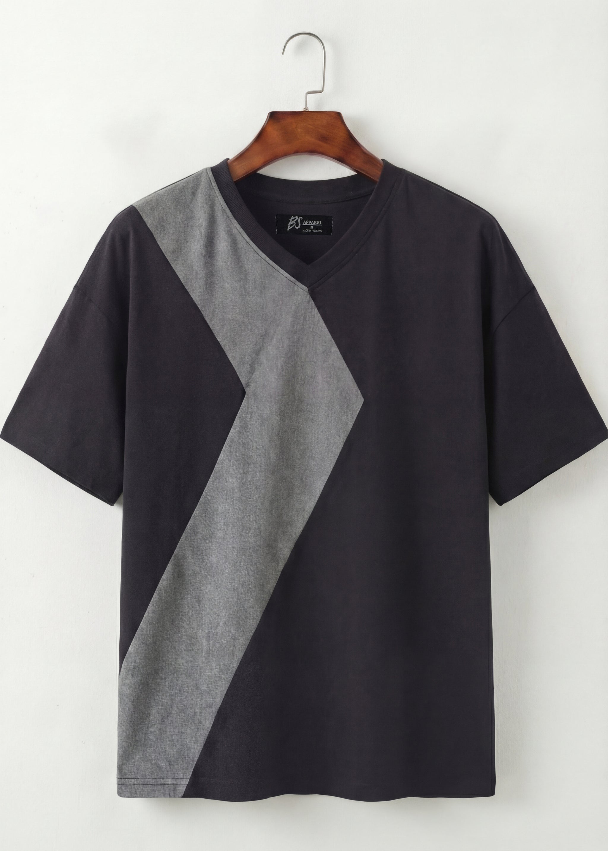 Midnight Contrast Panel V-Neck T-Shirt
