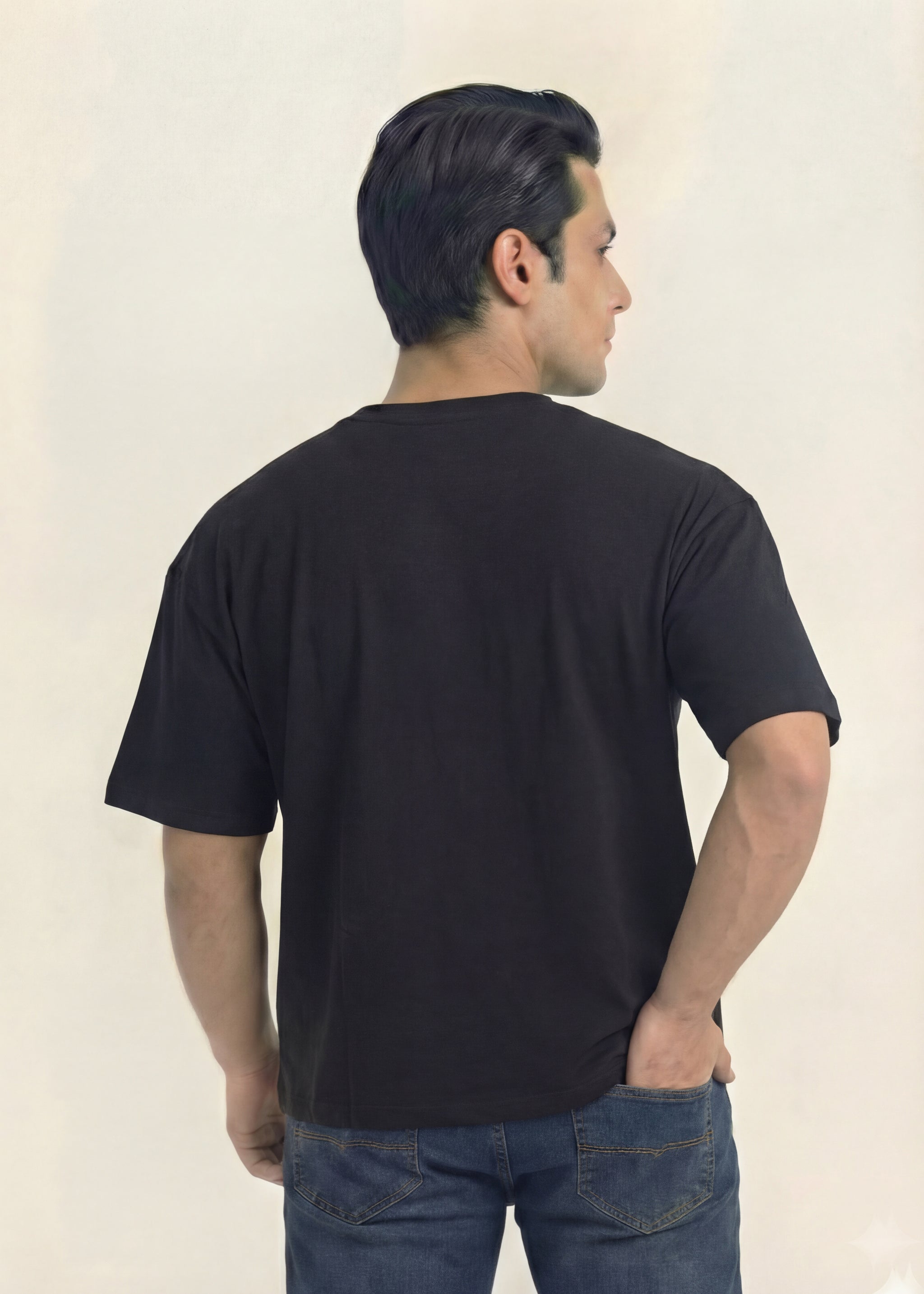 Midnight Brown Contrast Panel V-Neck T-Shirt
