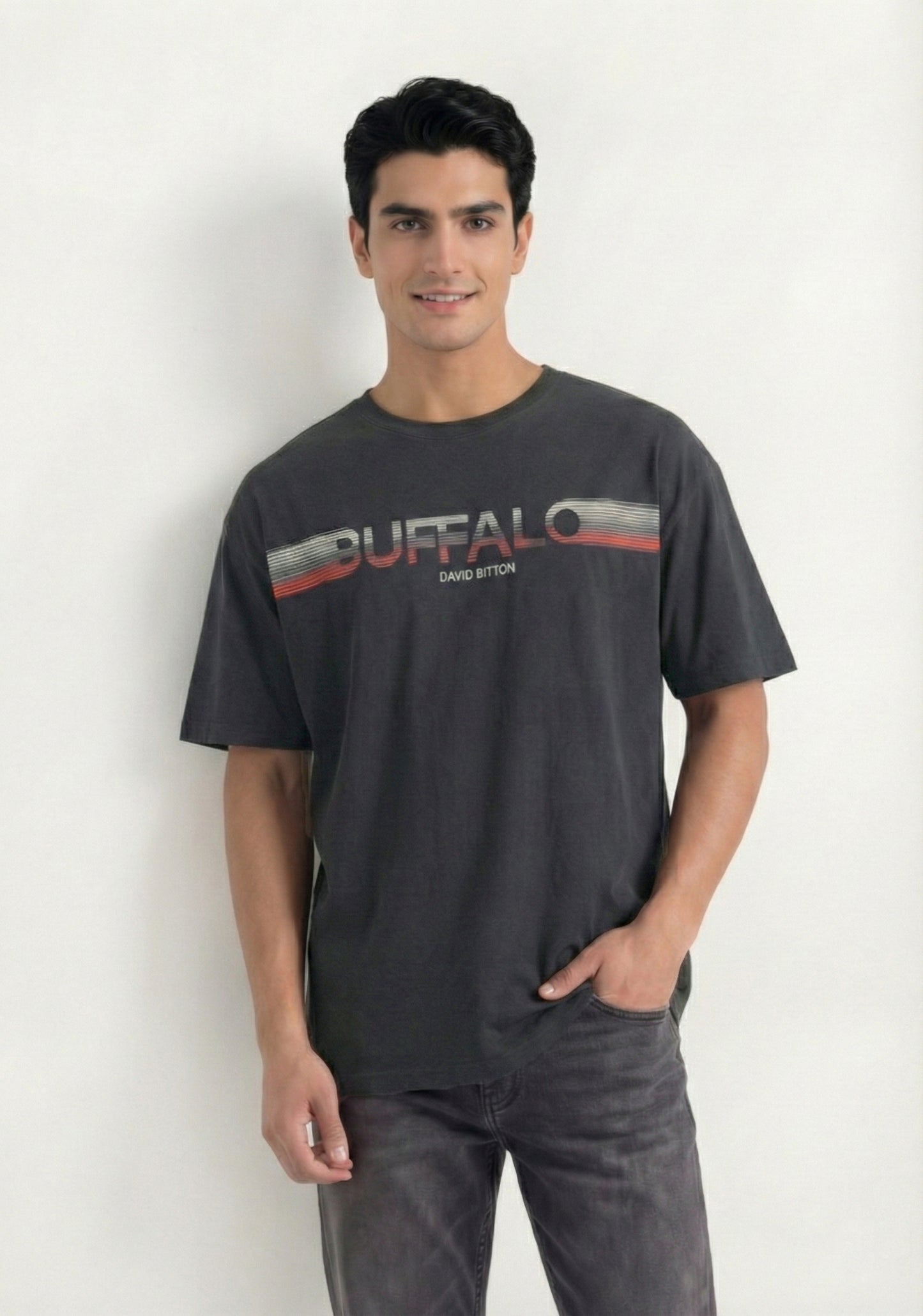 Grey Stripe Logo Graphic T-Shirt