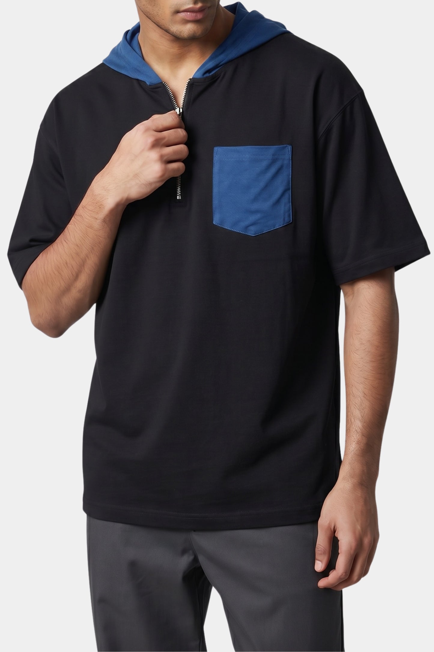 Noir Drift Hooded Tee (Dark Blue)