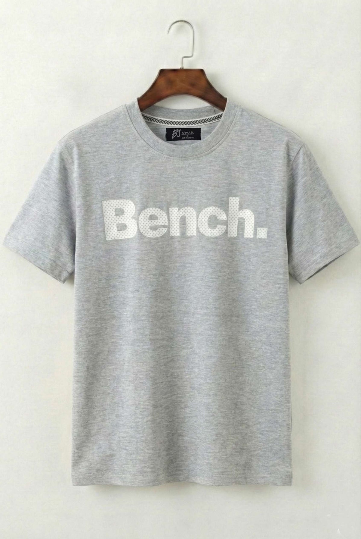 Printed Crew Neck Bench T-Shirt For Men | Heather Gray