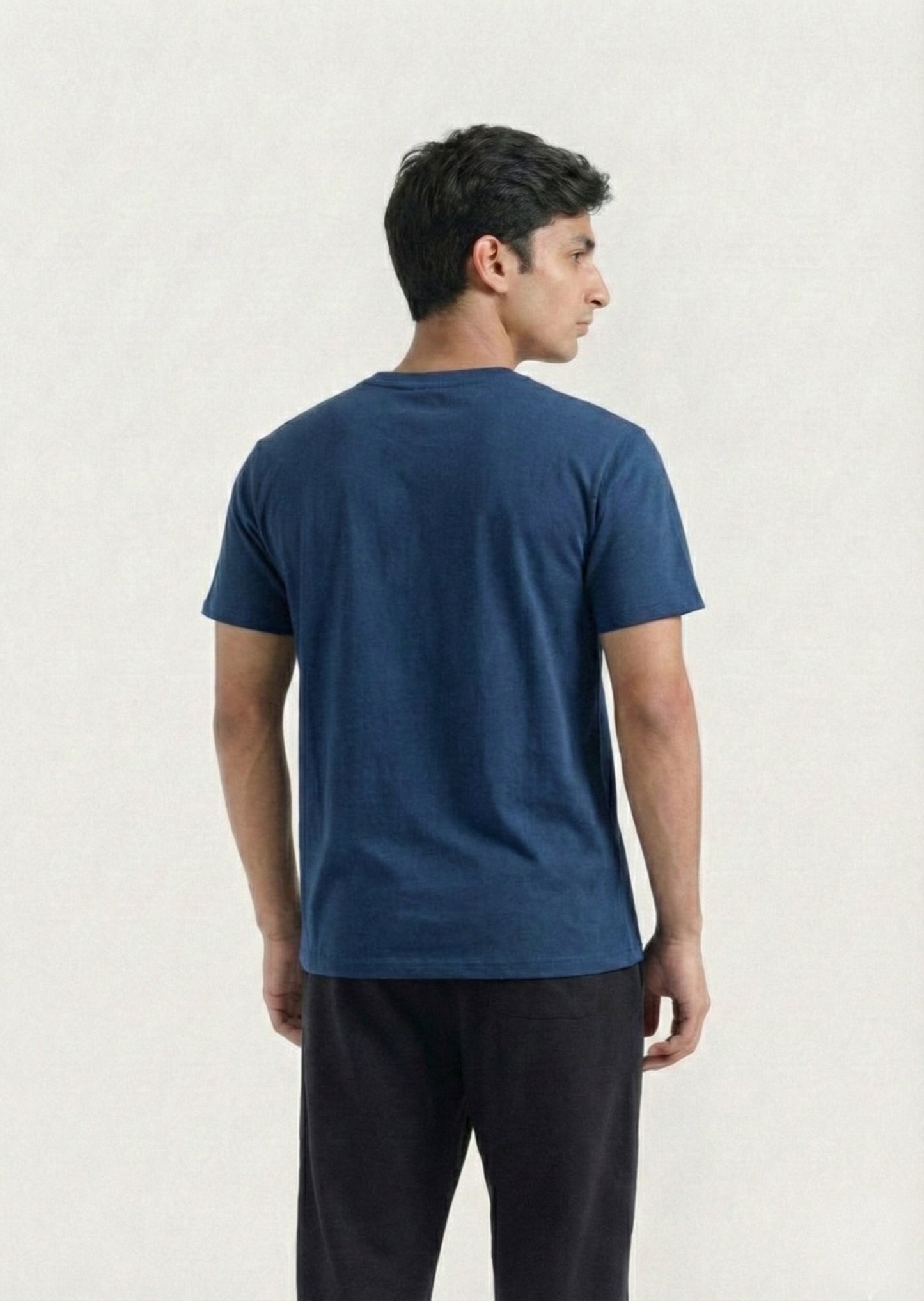 Printed V-Neck T-Shirt (Navy)