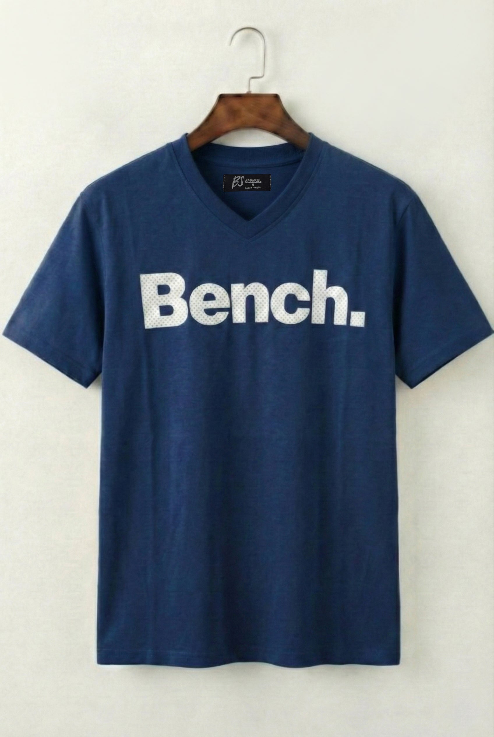 Printed V-Neck T-Shirt (Navy)