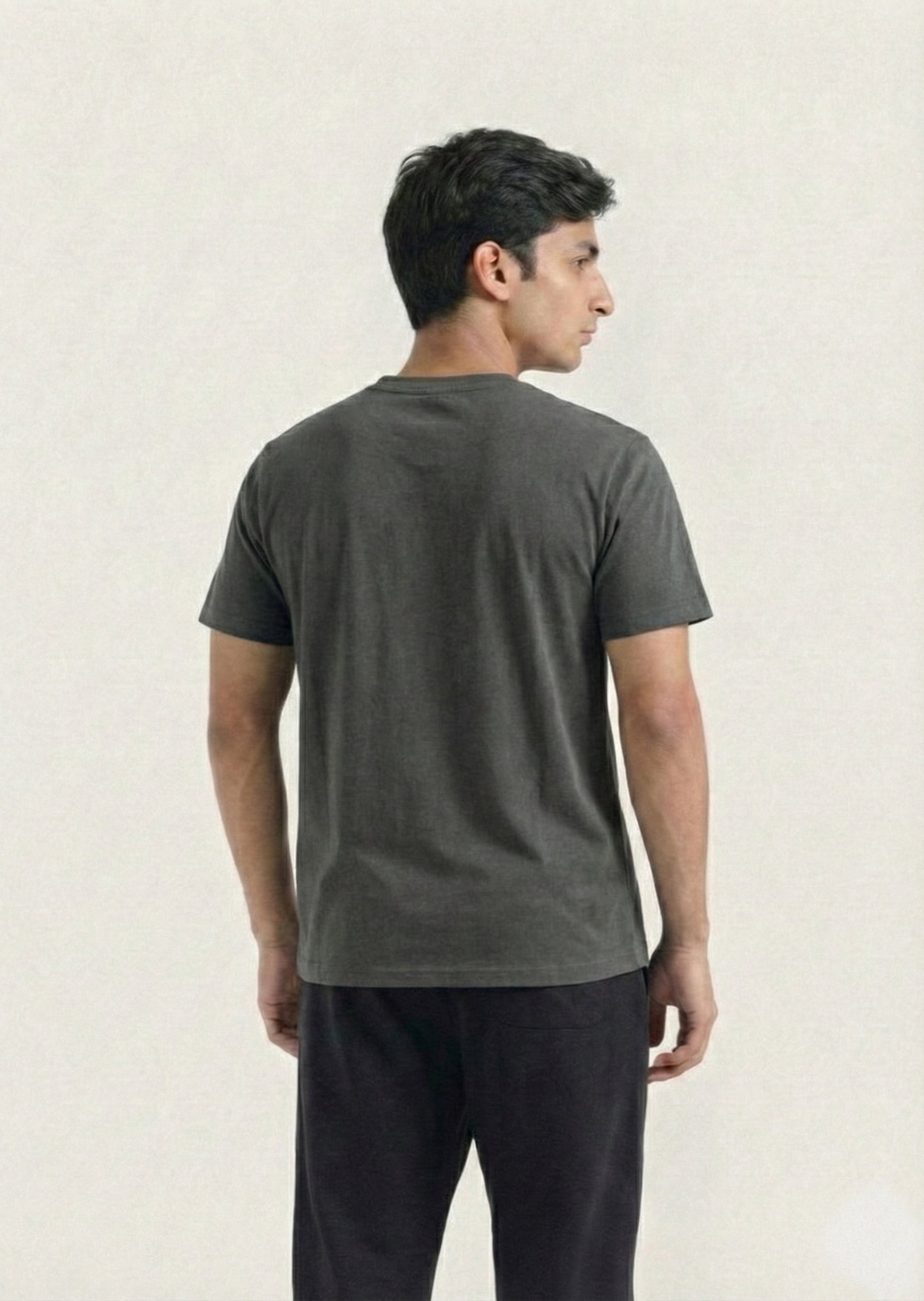 Printed V-Neck T-Shirt (Grey)