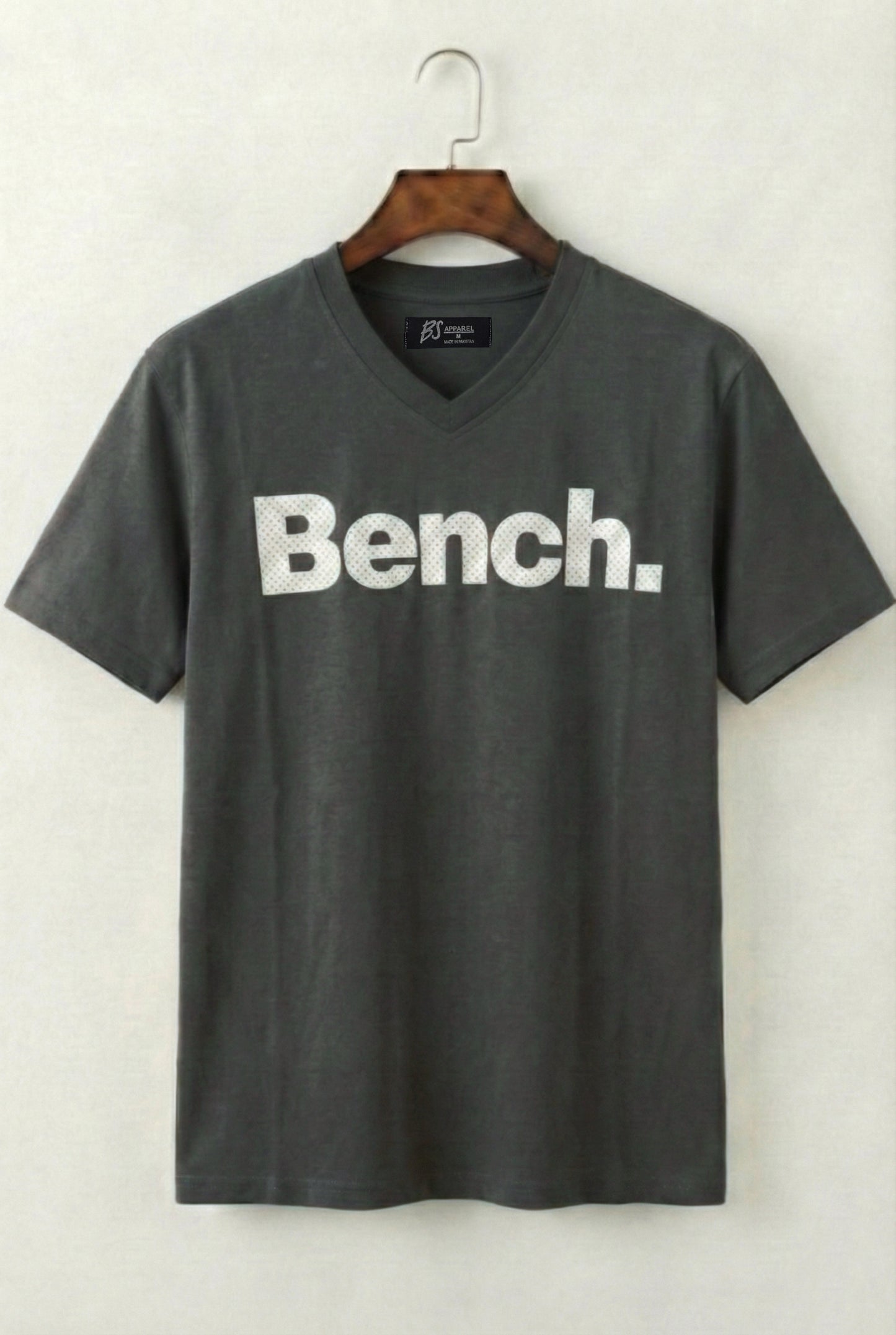 Printed V-Neck T-Shirt (Grey)
