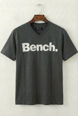 Printed V-Neck T-Shirt (Grey)