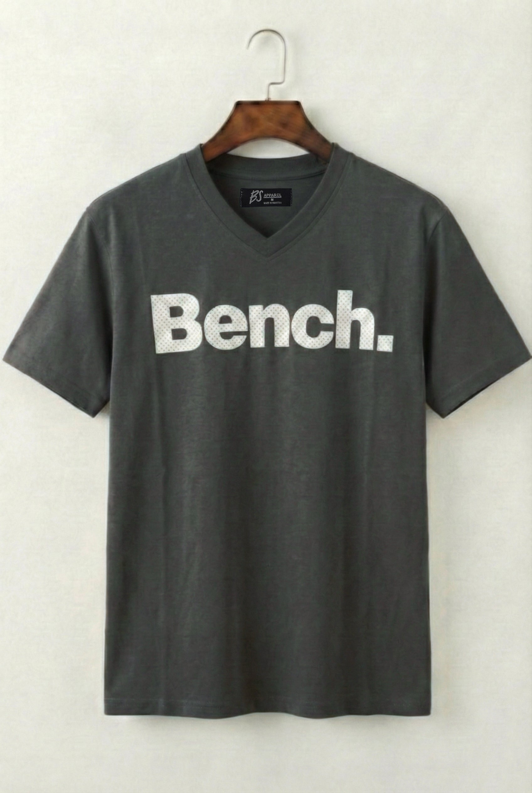 Printed V-Neck T-Shirt (Grey)