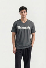 Printed V-Neck T-Shirt (Grey)