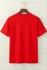 Printed V-Neck T-Shirt (Red)