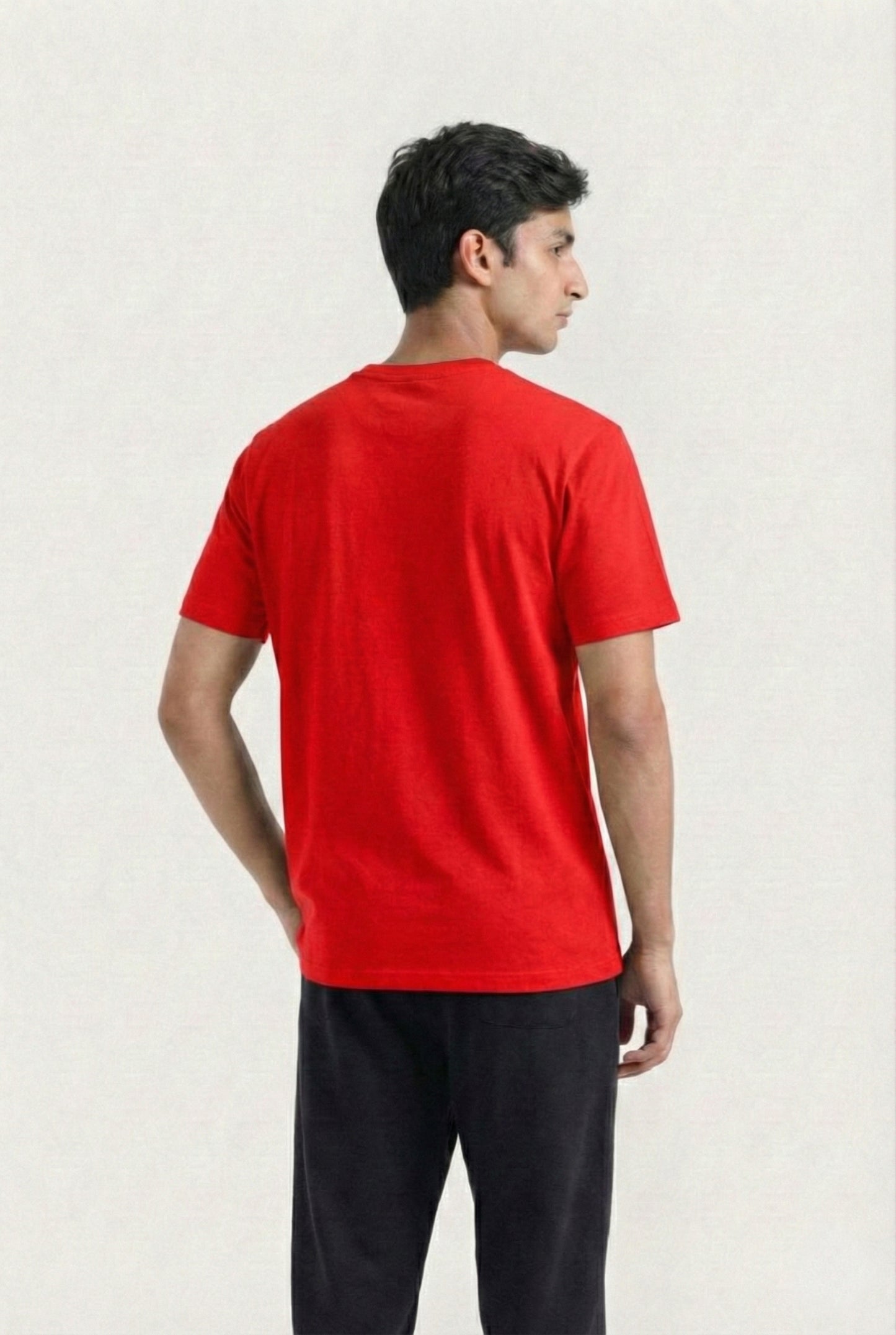 Printed V-Neck T-Shirt (Red)