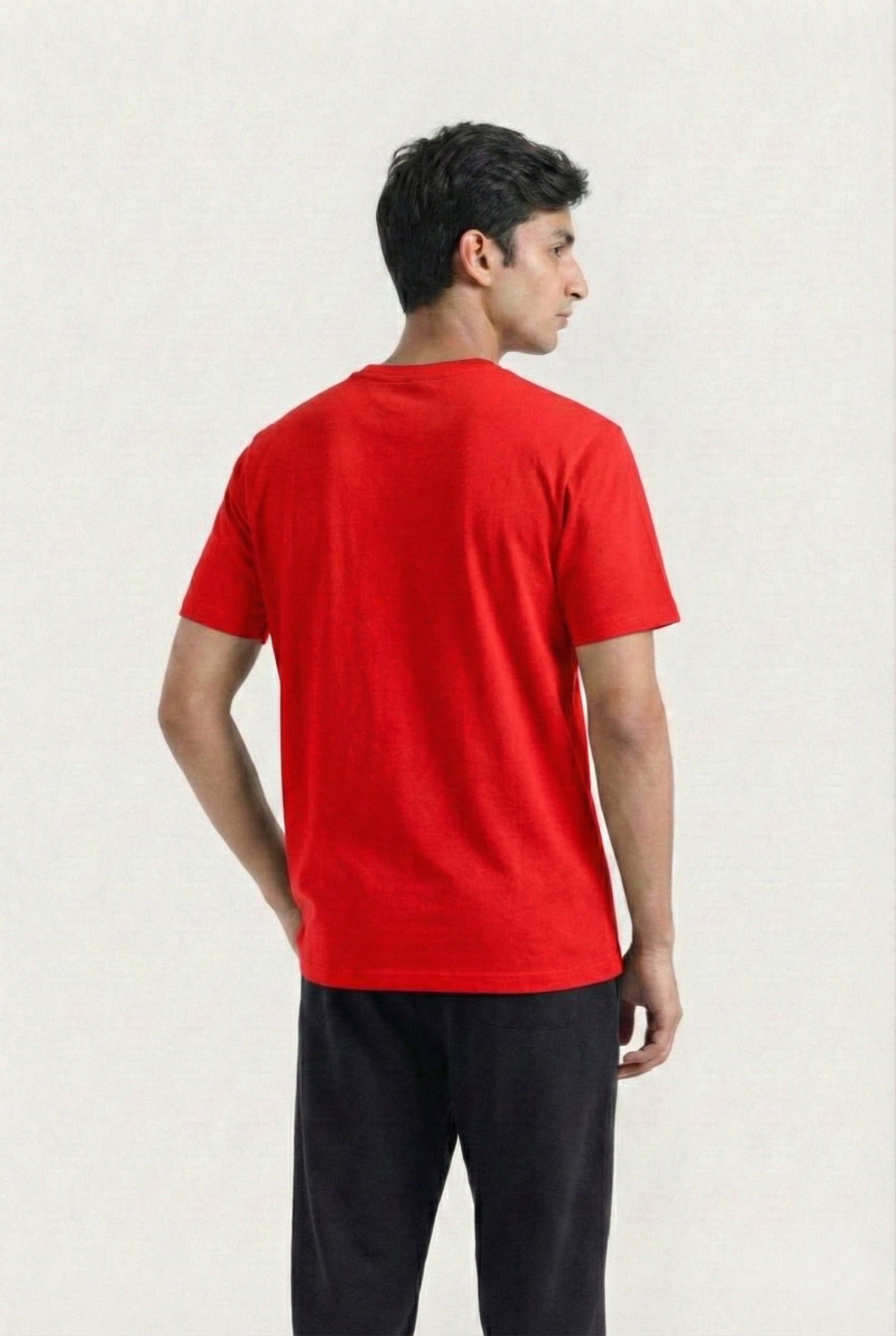 Printed V-Neck T-Shirt (Red)