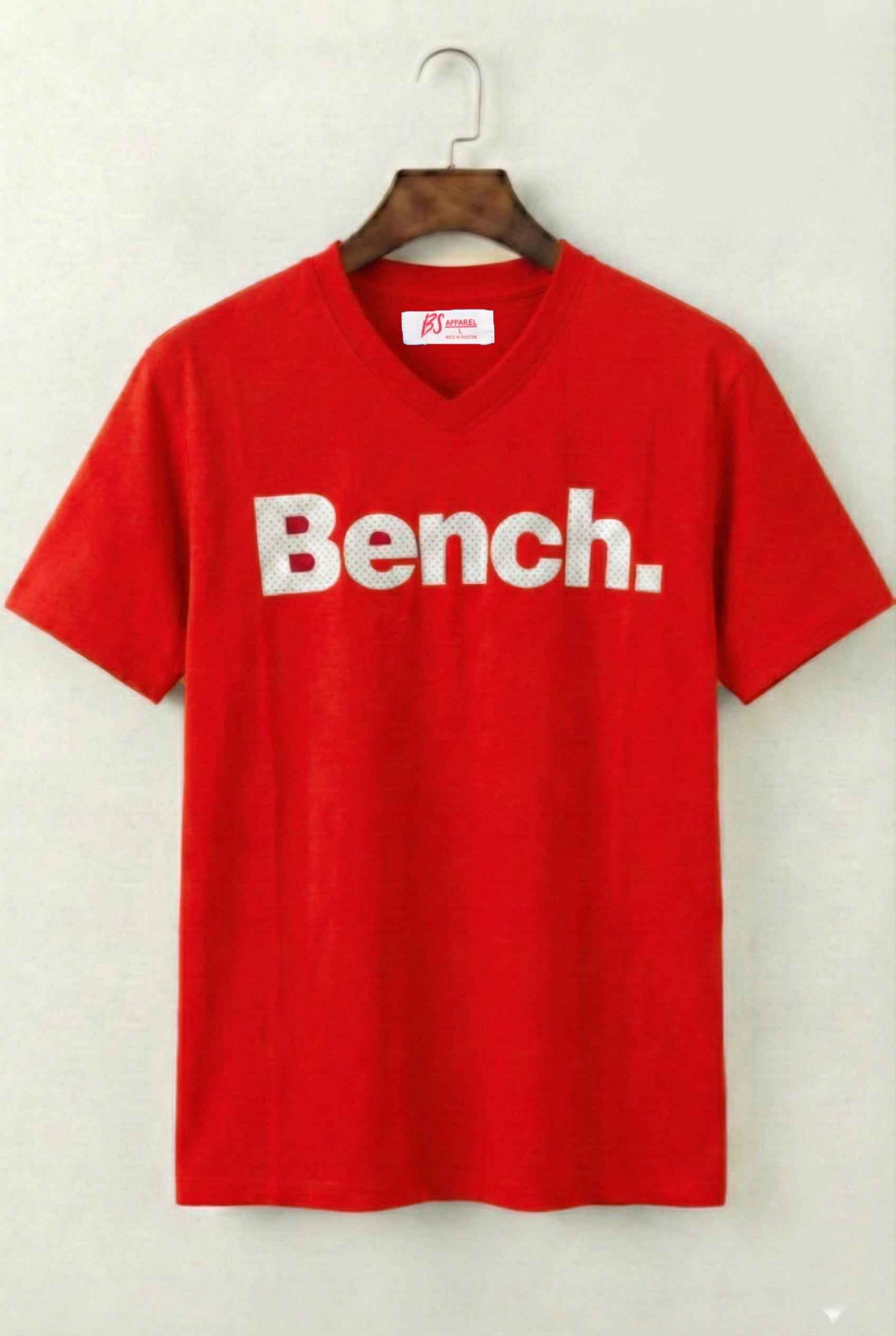 Printed V-Neck T-Shirt (Red)