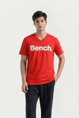 Printed V-Neck T-Shirt (Red)