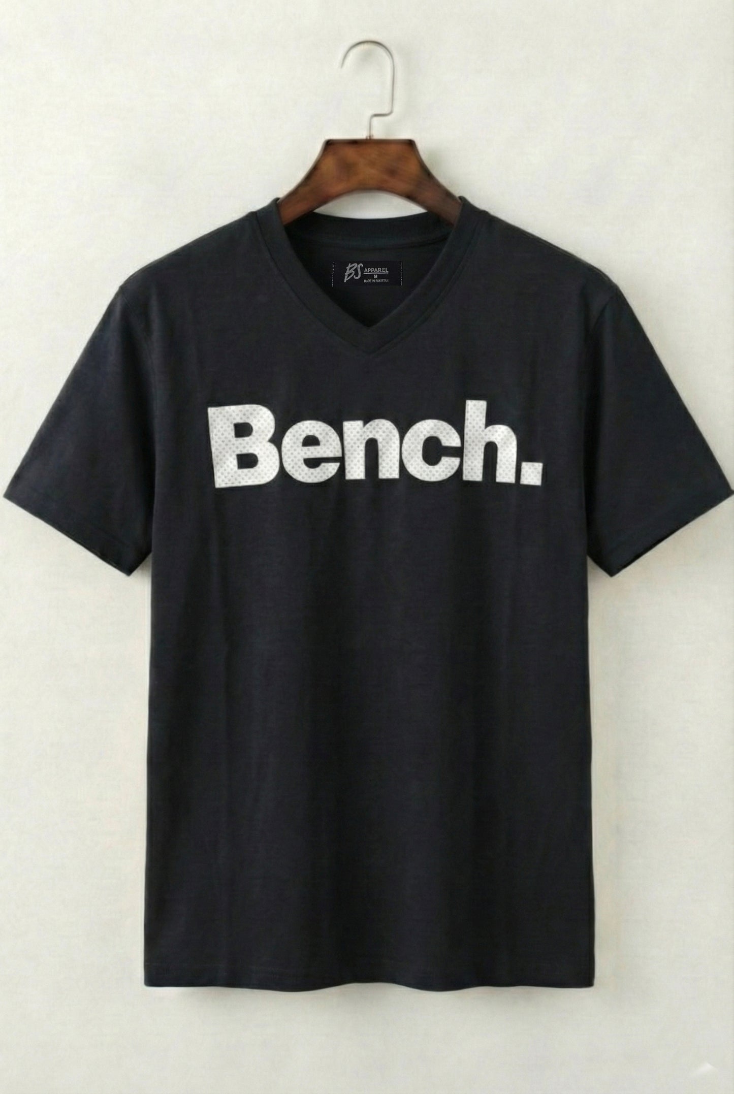 Printed V-Neck T-Shirt (Black)