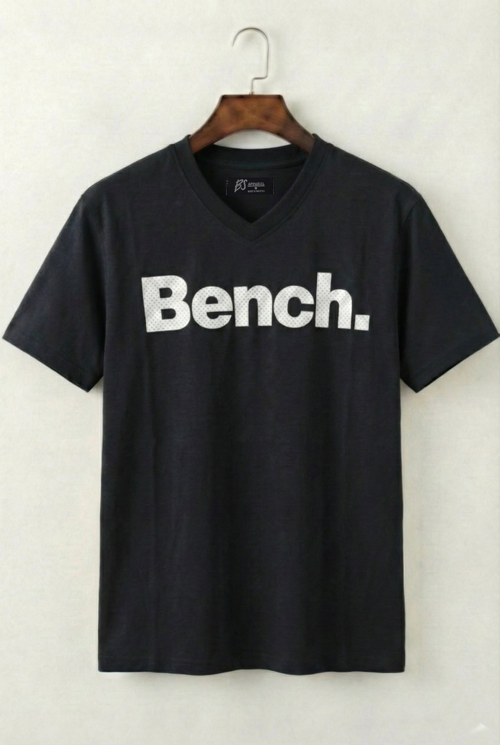 Printed V-Neck T-Shirt (Black)