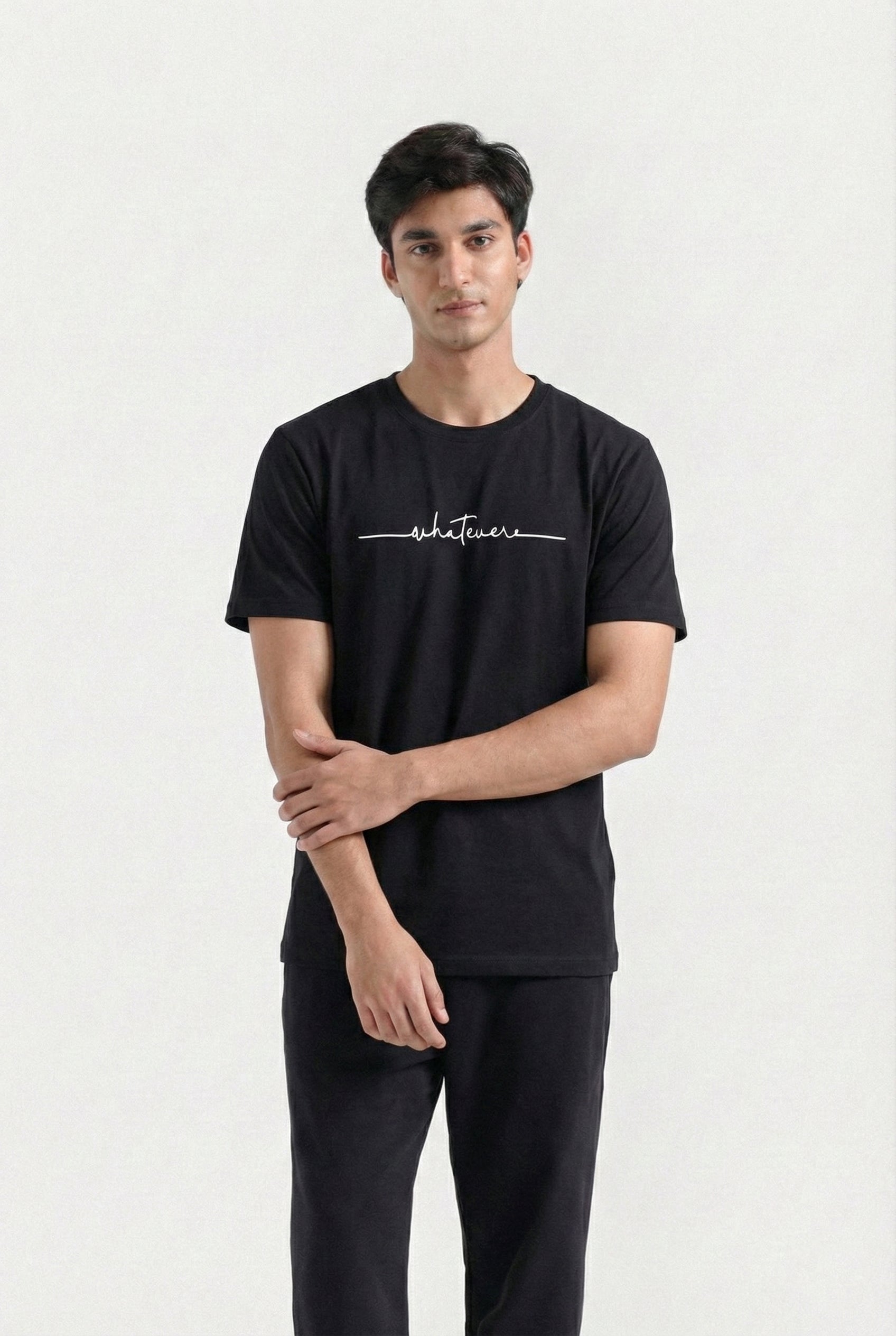 Printed Crew Neck T-Shirt (Black)
