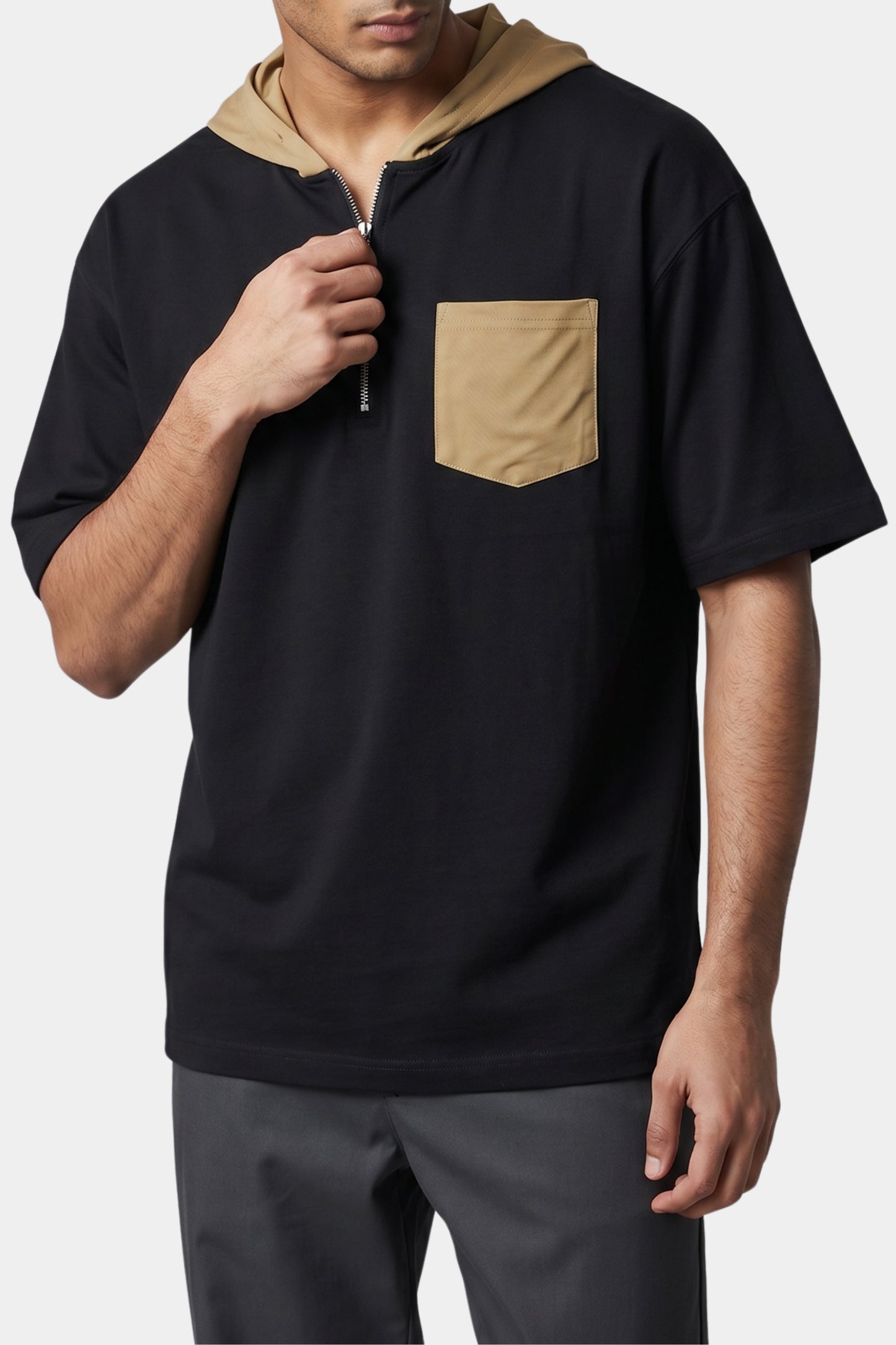 Noir Drift Hooded Tee (Khaki)
