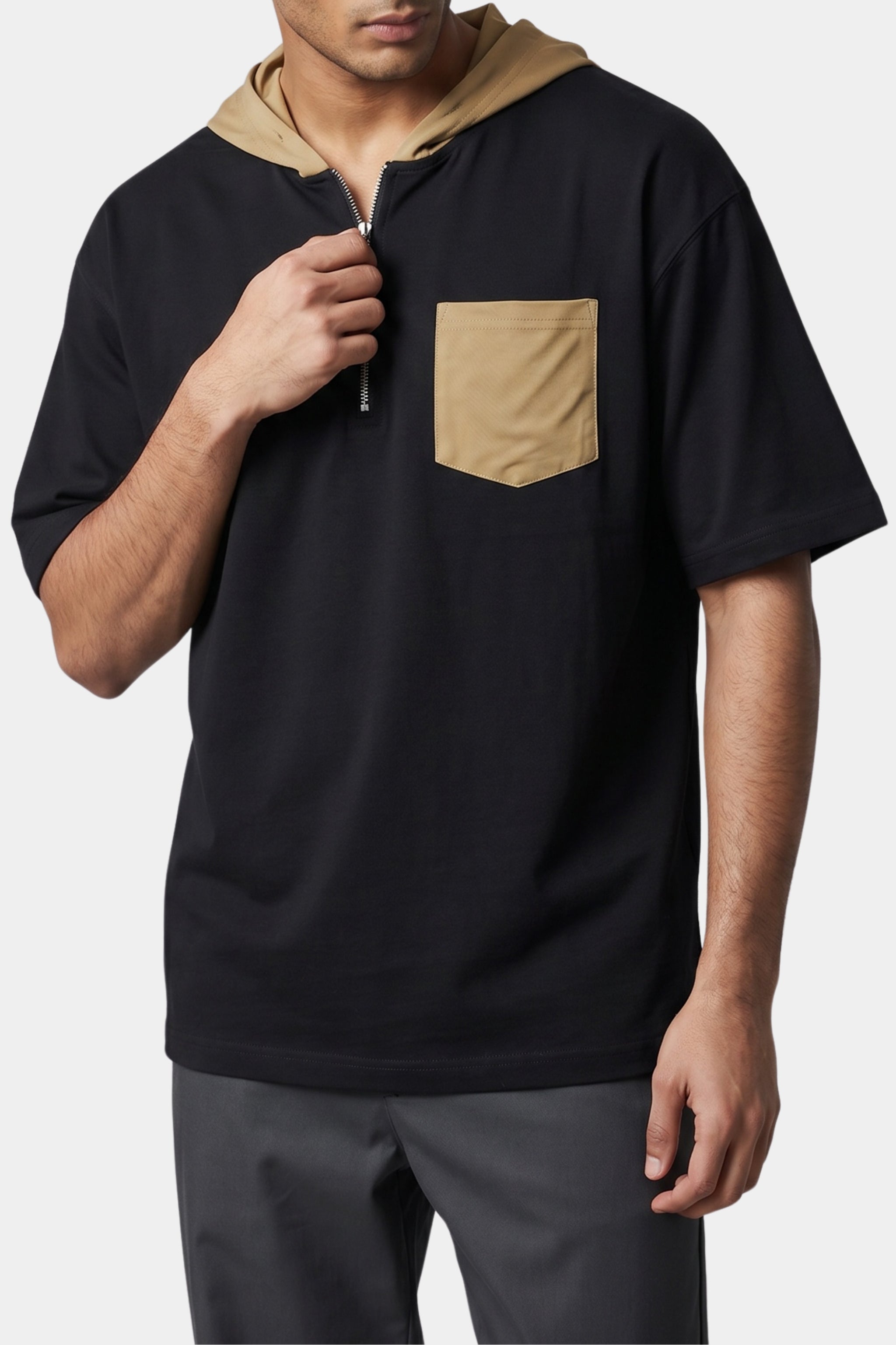 Noir Drift Hooded Tee (Khaki)