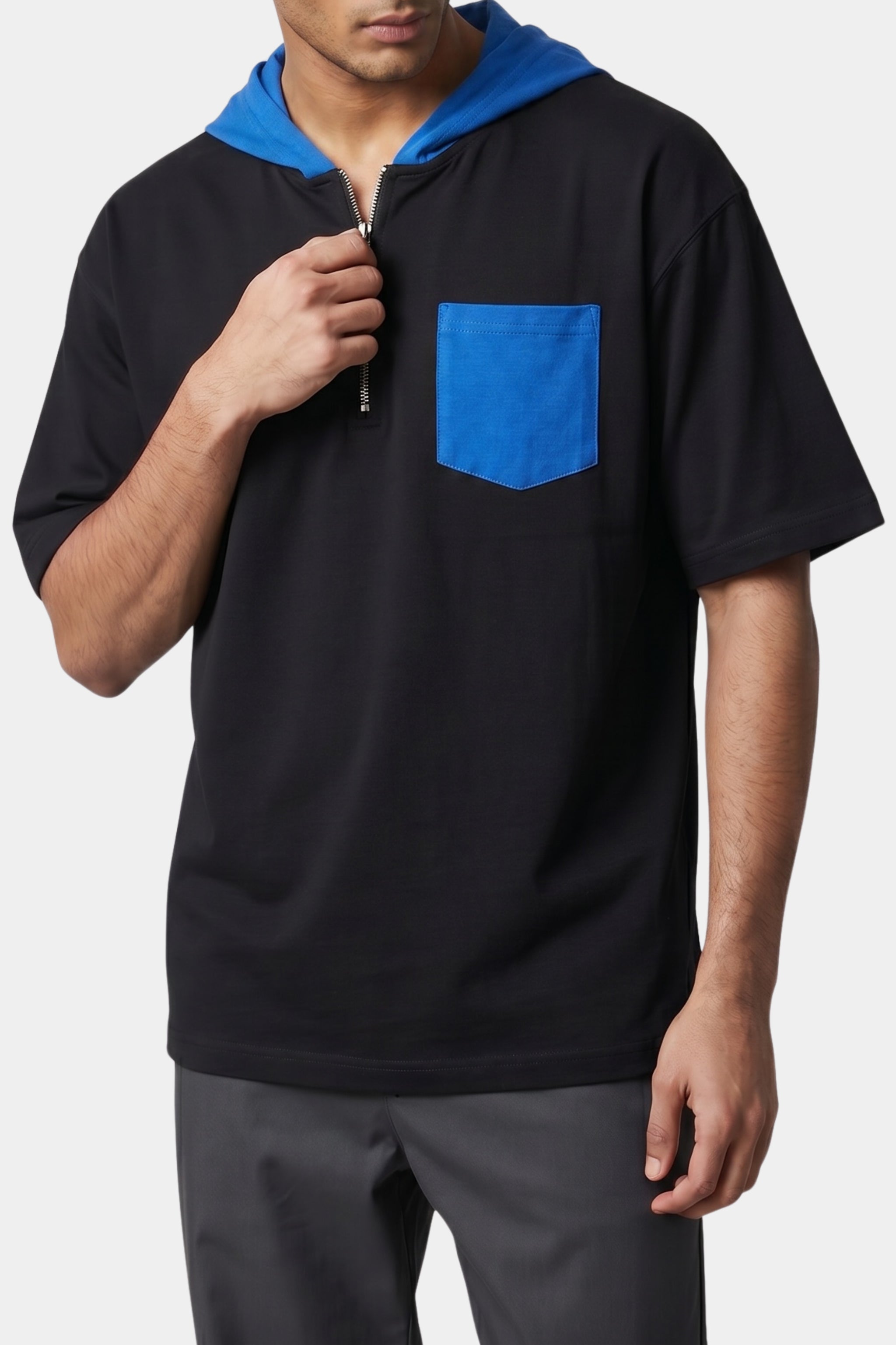 Midnight Blue Utility Zip Hooded Tee