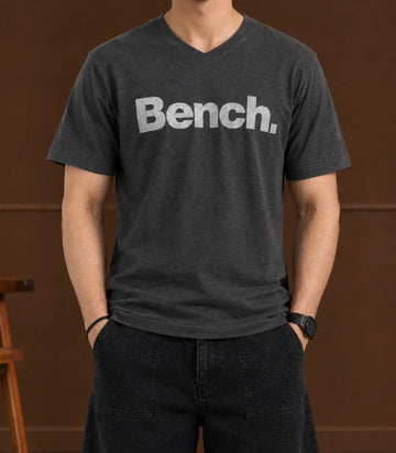Printed Crew Neck Bench T-Shirt For Men | Gray