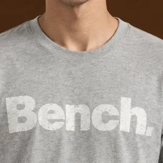 Printed Crew Neck Bench T-Shirt For Men | Heather Gray
