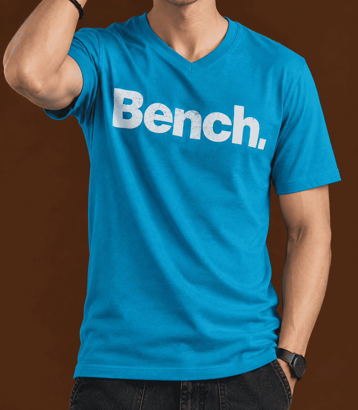 Printed Crew Neck Bench T-Shirt For Men | Royal Blue